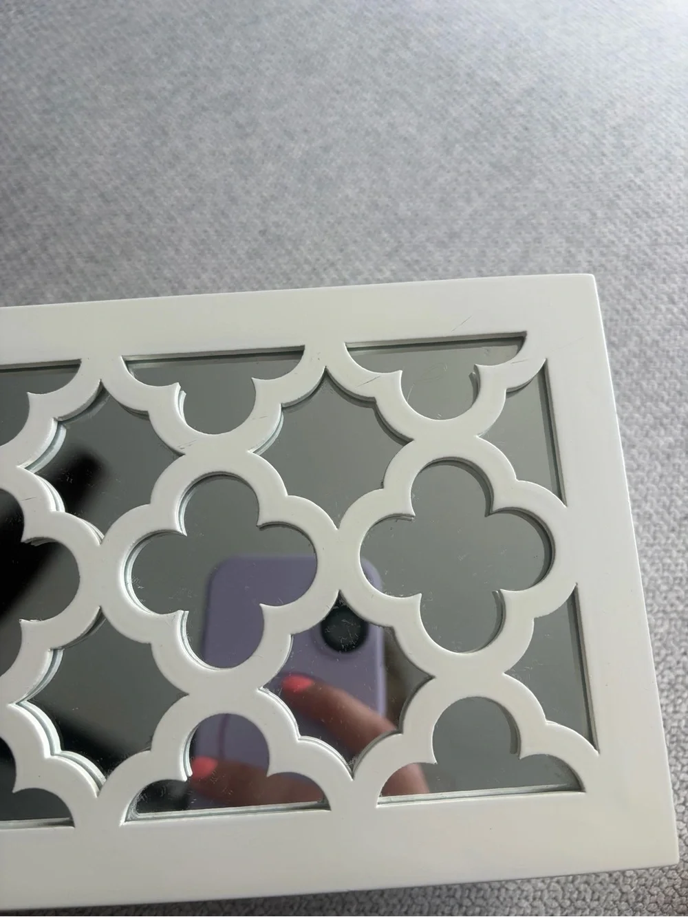 White Jewelry Box with Front Mirror Design